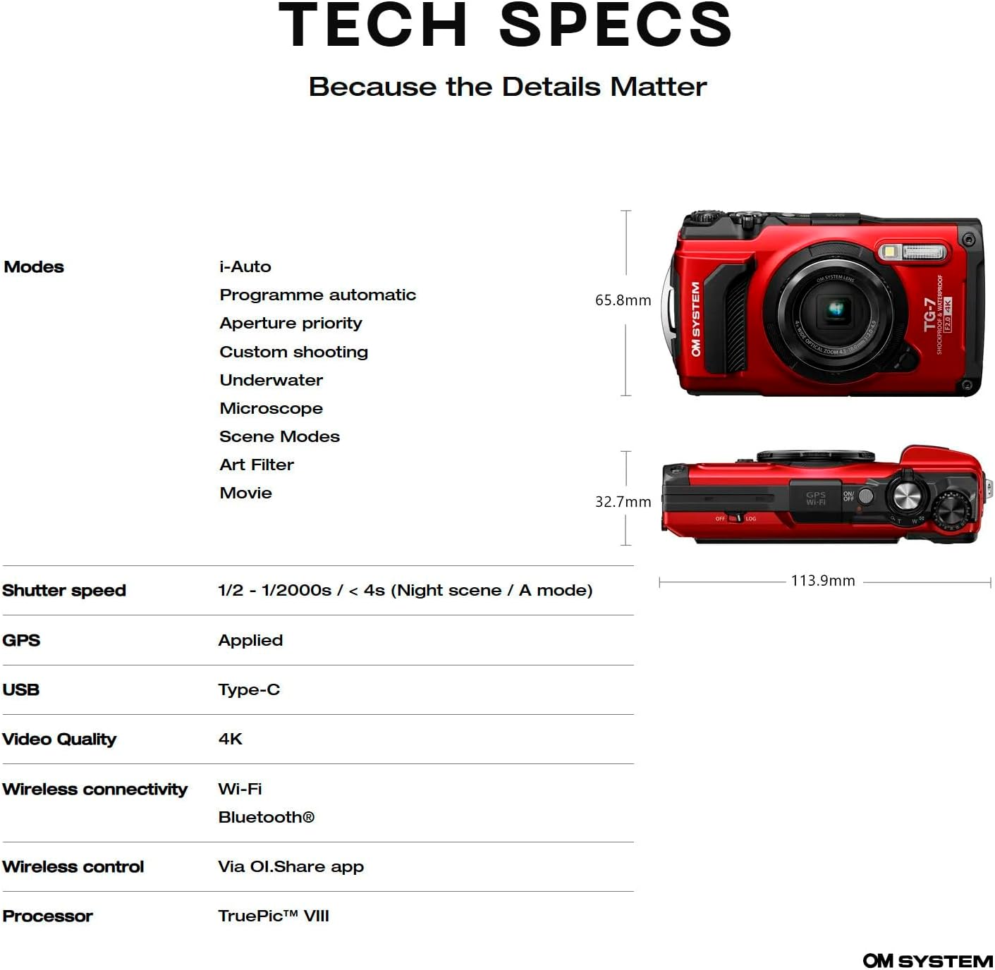 Olympus Tough TG-7 Digital Camera (Red)