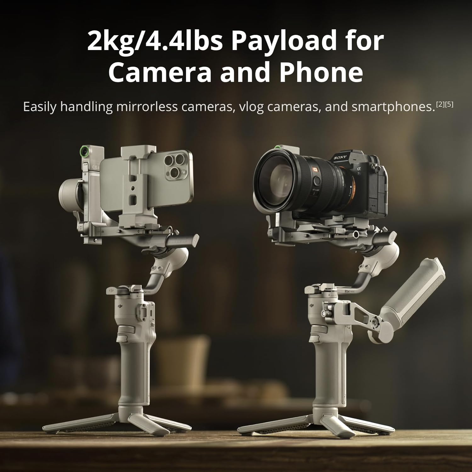 DJI RS 4 Mini Combo, Gimbal Stabilizer for Cameras Canon/Sony/Panasonic/Nikon/Fujifilm, Auto Axis Locks, Intelligent Tracking, 2kg/4.4lbs Payload, Camera Gimbal, Camera Stabilizer, Briefcase Handle